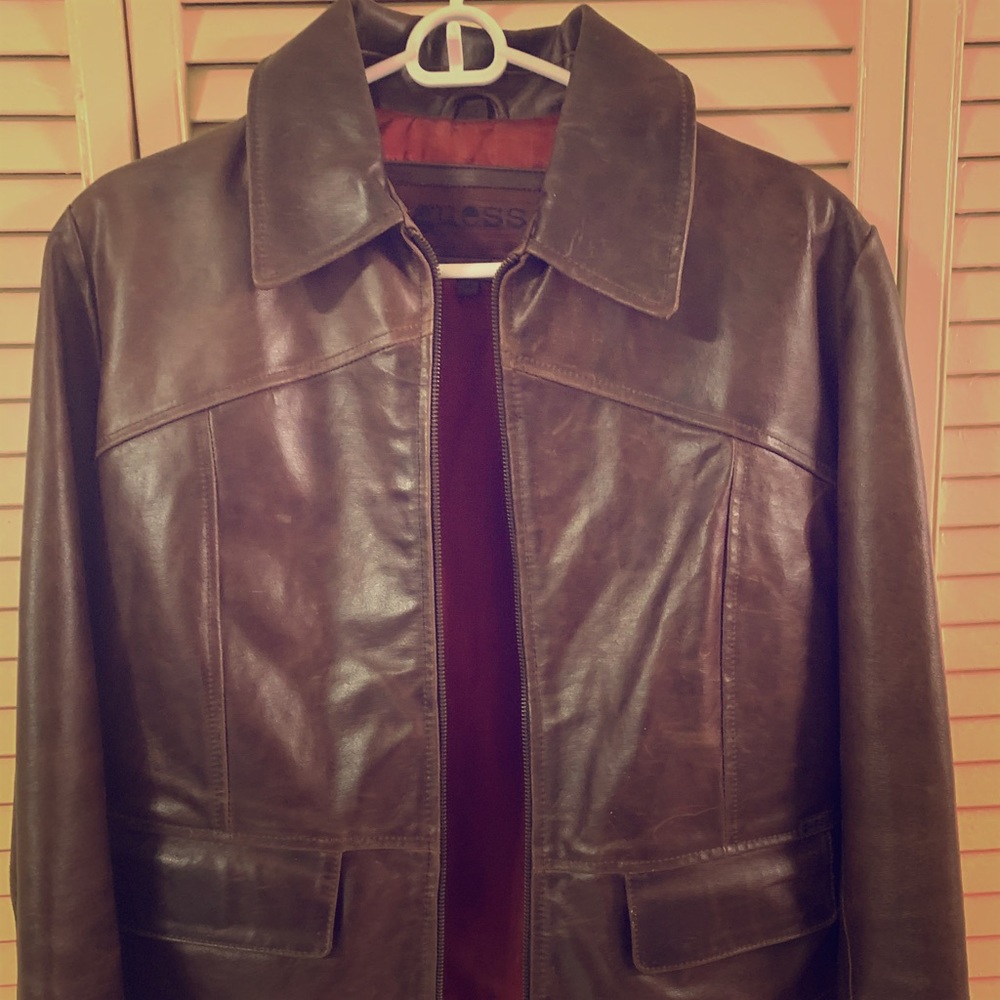 Vintage Guess original leather bomber jacket